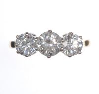 18 CT GOLD THREE STONE DIAMOND RING at Ross's Online Art Auctions