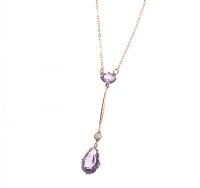 9 CT GOLD AMETHYST & SEED PEARL NECKLACE at Ross's Online Art Auctions