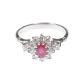18 CT WHITE OLD RUBY & DIAMOND CLUSTER RING at Ross's Online Art Auctions