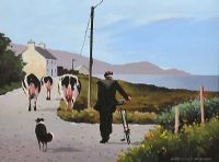 MILKING TIME, ANTRIM COAST by Gregory Moore at Ross's Online Art Auctions