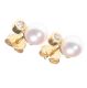 PAIR OF 18 CT GOLD CULTURED PEARL & DIAMOND EARRINGS at Ross's Online Art Auctions