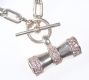 SILVER NECKLACE WITH T-BAR & PINK STONE FOB at Ross's Online Art Auctions