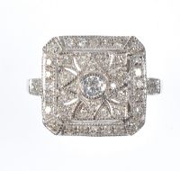 18 CT WHITE GOLD DIAMOND ART DECO STYLE RING at Ross's Online Art Auctions