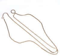 LONG 9 CT GOLD BOX LINK NECKLACE at Ross's Online Art Auctions