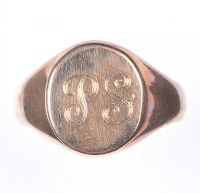 9 CT ROSE GOLD ENGRAVED GENT'S SIGNET RING at Ross's Online Art Auctions