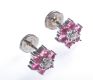 18 CT WHITE GOLD PINK TOURMALINE & DIAMOND FLOWER SHAPED STUD EARRINGS at Ross's Online Art Auctions