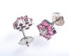 18 CT WHITE GOLD PINK TOURMALINE & DIAMOND FLOWER SHAPED STUD EARRINGS at Ross's Online Art Auctions