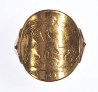 9 CT GOLD HALF SOVEREIGN RING at Ross's Online Art Auctions