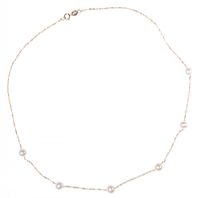 FINE 14 CT GOLD CHAIN WITH CULTURED PEARLS at Ross's Online Art Auctions