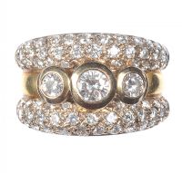 18 CT WHITE & YELLOW GOLD TRIPLE BAND DIAMOND RING at Ross's Online Art Auctions