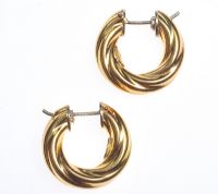 PAIR OF 18 CT GOLD TWIST HOOP EARRINGS at Ross's Online Art Auctions