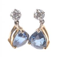 18 CT GOLD SAPPHIRE & DIAMOND EARRINGS at Ross's Online Art Auctions
