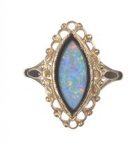 9 CT GOLD PIERCED GOLD & OPAL RING at Ross's Online Art Auctions