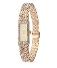 9 CT GOLD BUECHE-GRAD LADY'S WRIST WATCH WITH DIAMOND ENCRUSTED BEZEL at Ross's Online Art Auctions