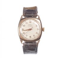 GENT'S 9 CT GOLD WRIST WATCH WITH LEATHER STRAP at Ross's Online Art Auctions