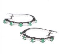 18 CT WHITE GOLD EMERALD & DIAMOND EARRINGS at Ross's Online Art Auctions