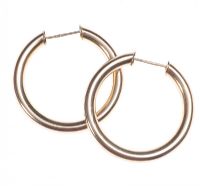 PAIR OF LARGE 9 CT GOLD HOOP EARRINGS at Ross's Online Art Auctions