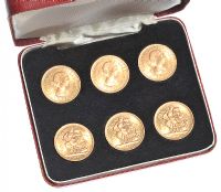 SET OF SIX ELIZABETH II GOLD SOVEREIGNS (1966) at Ross's Online Art Auctions