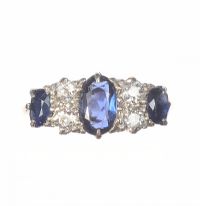 PLATINUM & 18 CT GOLD DIAMOND AND SAPPHIRE RING at Ross's Online Art Auctions