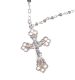 SILVER ROSARY BEADS WITH A PIERCED CRUCIFIX PENDANT at Ross's Online Art Auctions