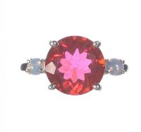 SILVER, RED AND OPALESCENT STONE DRESS RING at Ross's Online Art Auctions
