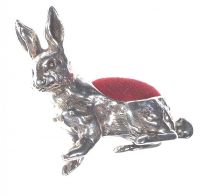 SILVER AND VELVET PIN CUSHION HARE at Ross's Online Art Auctions