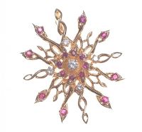 14 CT GOLD RUBY AND DIAMOND PENDANT at Ross's Online Art Auctions