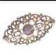 9 CT GOLD AMETHYST AND SEED PEARL BROOCH at Ross's Online Art Auctions