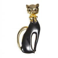 GILT AND ENAMEL CAT BROOCH at Ross's Online Art Auctions