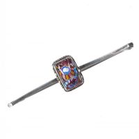 SILVER AND ENAMEL BAR BROOCH at Ross's Online Art Auctions