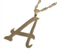 9 CT GOLD 'LETTER A' PENDANT AND CHAIN at Ross's Online Art Auctions