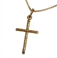 9 CT GOLD CROSS AND CHAIN at Ross's Online Art Auctions