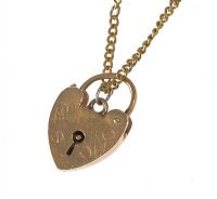 9 CT GOLD HEART LOCKET AND GOLD PLATE CHAIN at Ross's Online Art Auctions