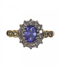 18 CT GOLD TANZANITE AND DIAMOND RING at Ross's Online Art Auctions