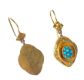 GOLD PLATE AND TURQUOISE DROP EARRINGS at Ross's Online Art Auctions