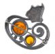 SILVER AND AMBER BROOCH at Ross's Online Art Auctions