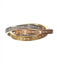 18 CT TRI COLOUR GOLD AND DIAMOND RUSSIAN WEDDING BAND at Ross's Online Art Auctions