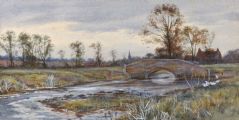 DUCKS BY THE BRIDGE by English School at Ross's Online Art Auctions