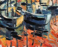 BOATS AT ARDGLASS by Colin Davidson RUA at Ross's Online Art Auctions