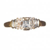 18CT GOLD EMERALD CUT DIAMOND RING WITH SHOULDER DETAIL at Ross's Online Art Auctions