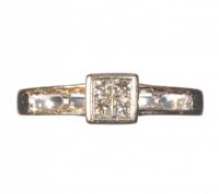 18CT WHITE GOLD AND QUAD PRINCESS CUT DIAMOND RING at Ross's Online Art Auctions