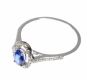 18CT WHITE GOLD SAPPHIRE AND DIAMOND RING WITH HALO SETTING at Ross's Online Art Auctions