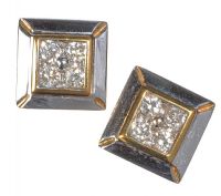 9CT GOLD AND DIAMOND SQUARE STUD EARRINGS at Ross's Online Art Auctions