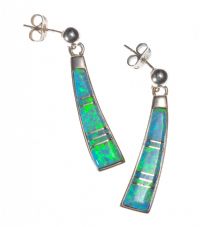 STERLING SILVER AND OPAL DROP EARRINGS at Ross's Online Art Auctions