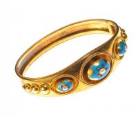 BLUE ENAMEL AND SEED PEARL BANGLE at Ross's Online Art Auctions