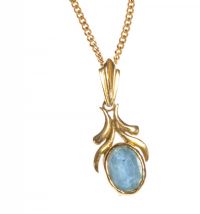 9CT GOLD AND BLUE TOPAZ PENDANT AND CHAIN at Ross's Online Art Auctions