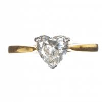 18CT GOLD AND HEART SHAPED DIAMOND SOLITAIRE RING at Ross's Online Art Auctions