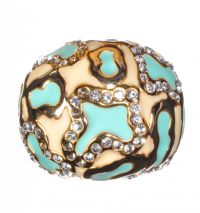 DUCK EGG BLUE ENAMEL AND DIAMANT COCKTAIL RING at Ross's Online Art Auctions