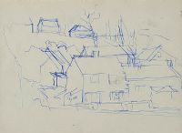 HOUSES IN A LANDSCAPE by Tom Carr HRHA HRUA at Ross's Online Art Auctions