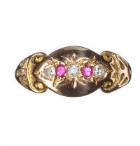 9CT ROSE GOLD DIAMOND AND RUBY BAND at Ross's Online Art Auctions